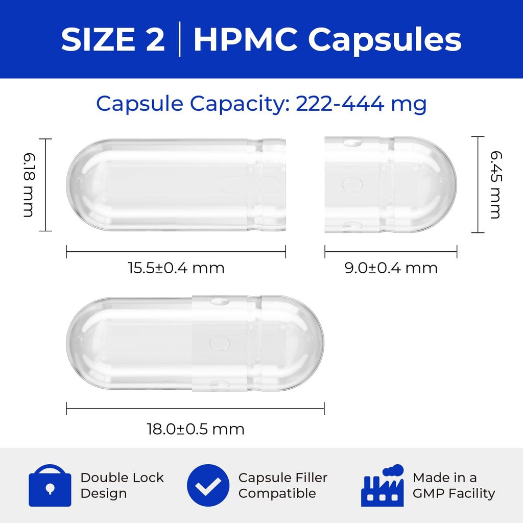 ATLEMISME Empty Vegan Capsules Size 2 - Empty (100 Count) DIY Filling - Veggie Capsules with 2 Micro Lab Spoons for Filling - TrustMedUSA