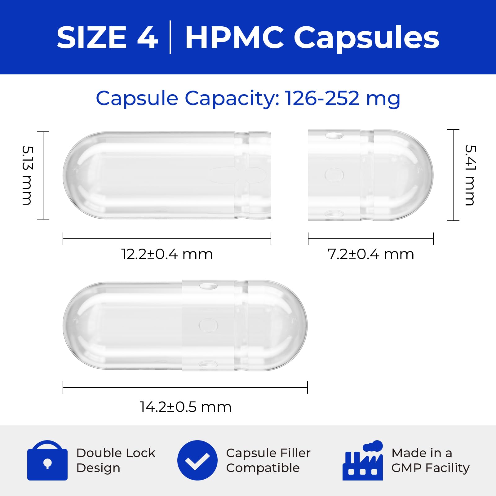 ATLEMISME Empty Vegan Capsules Size 4 - Vegan Capsules DIY Vegetable Capsule Filling - Veggie Caps with 2 Micro Lab Spoons for Capsule Filling - TrustMedUSA