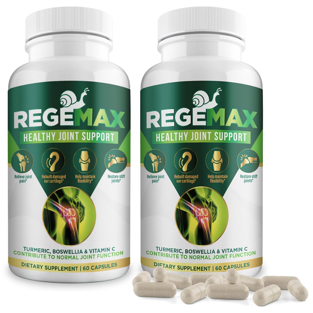 AURA VITAMINS REGEMAX regenerates and Helps Alleviate Joint discomfort Supplement, Snail Protein, Boswellia Serrata, and Turmeric – 60 Caps. (2) - TrustMedUSA
