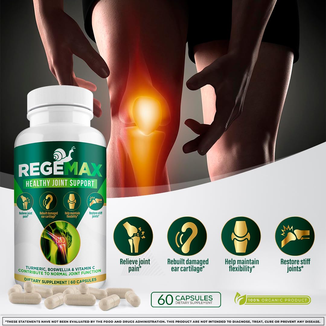 AURA VITAMINS REGEMAX regenerates and Helps Alleviate Joint discomfort Supplement, Snail Protein, Boswellia Serrata, and Turmeric – 60 Caps. (2) - TrustMedUSA