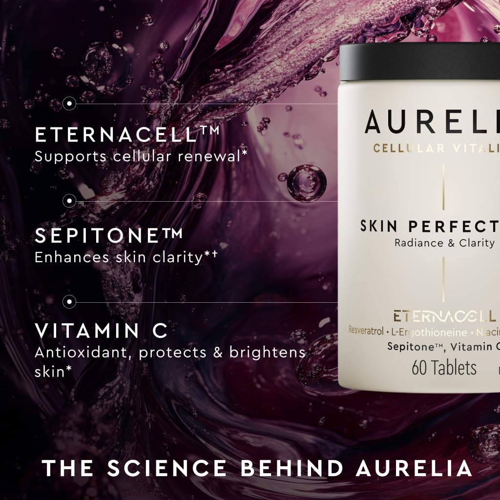AURELIA Skin Perfection | Advanced Cellular Anti-Aging Supplement | Enhance Skin Clarity, & Tone | with Zinc, Resveratrol, Niacinamide, Ergothioneine, & Vitamin C - TrustMedUSA