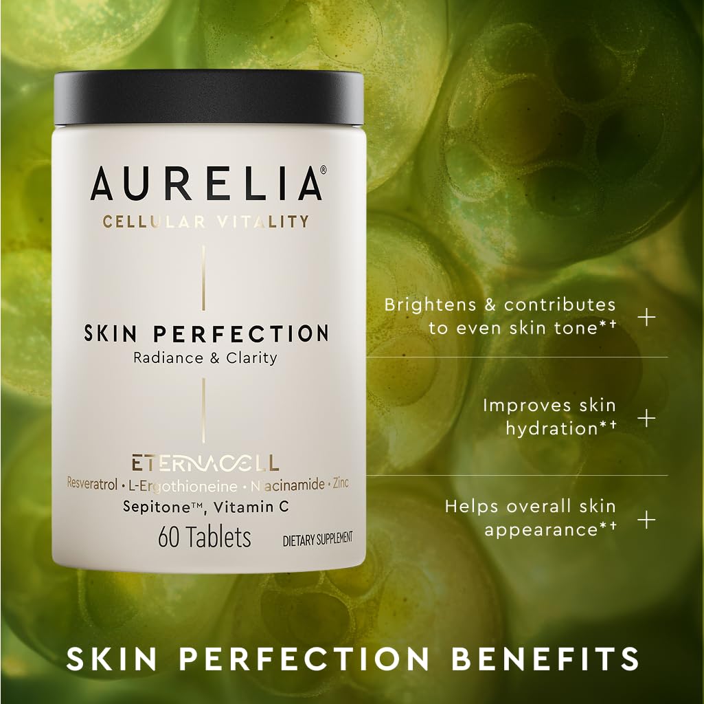 AURELIA Skin Perfection | Advanced Cellular Anti-Aging Supplement | Enhance Skin Clarity, & Tone | with Zinc, Resveratrol, Niacinamide, Ergothioneine, & Vitamin C - TrustMedUSA