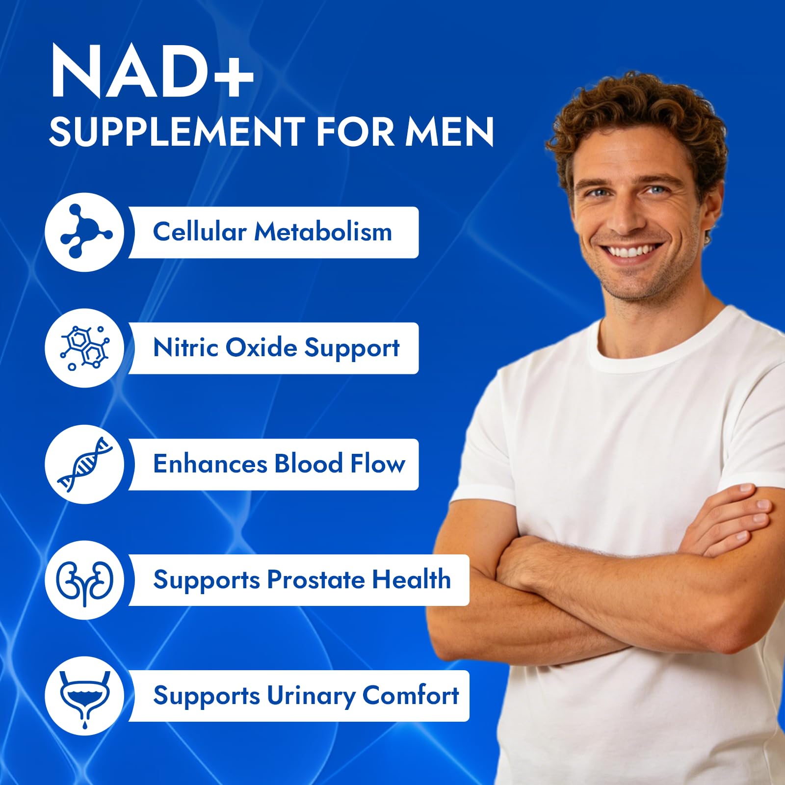 Aureph Vantique Men's NAD+ Supplement with Resveratrol, CoQ10, L-Citrulline & Lycopene - Nitric Oxide Support, Prostate Care, Anti-Aging, Stamina & Cellular Energy Boost 60 Capsules - TrustMedUSA