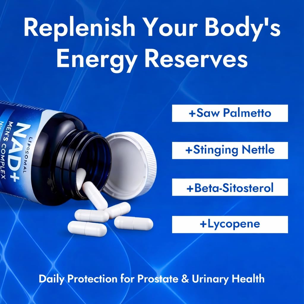 Aureph Vantique Men's NAD+ Supplement with Resveratrol, CoQ10, L-Citrulline & Lycopene - Nitric Oxide Support, Prostate Care, Anti-Aging, Stamina & Cellular Energy Boost 60 Capsules - TrustMedUSA