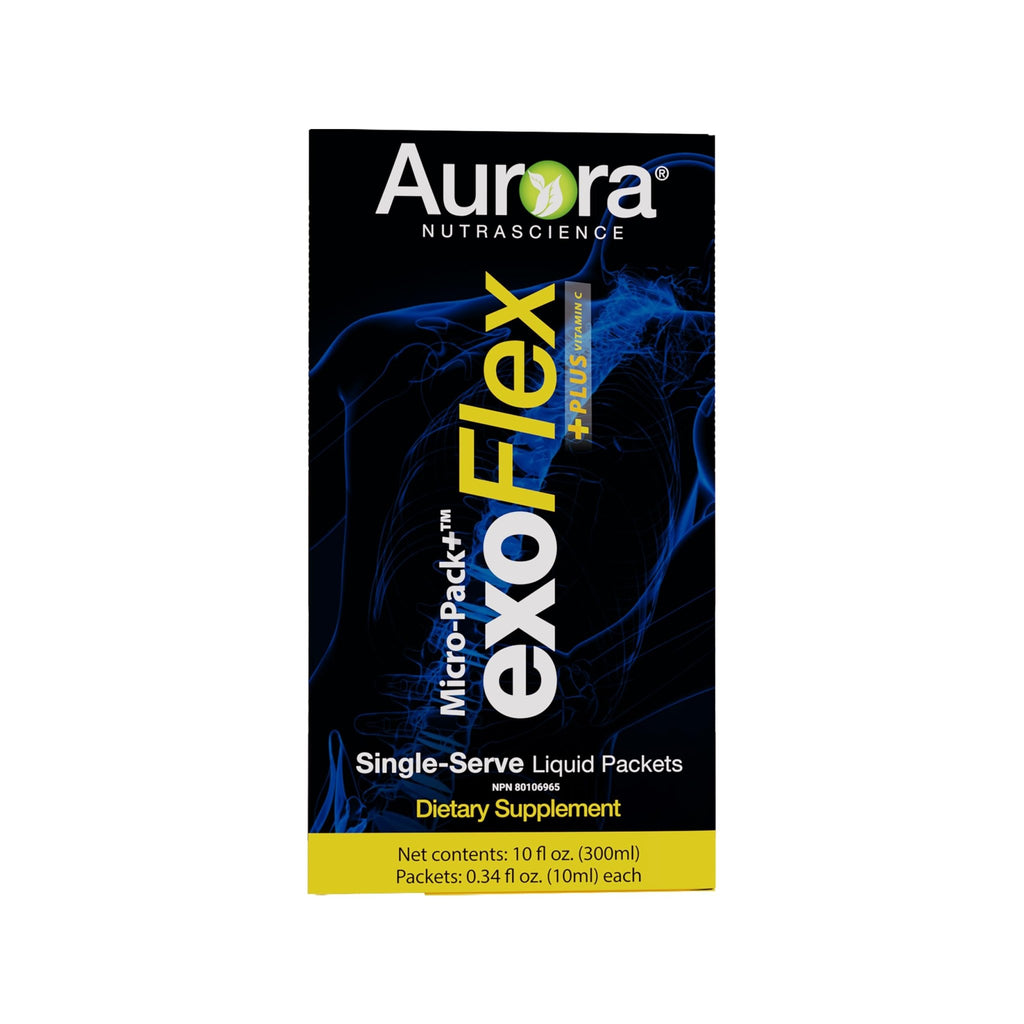 Aurora Nutrascience Micro-Pack Liposomal exoFlex+ - Liquid Vitamin C Supplement, Eggshell Membrane with BiovaFlex, Curcumin, & Boswellia, for Men & Women - 30 Single-Serve Packets - TrustMedUSA