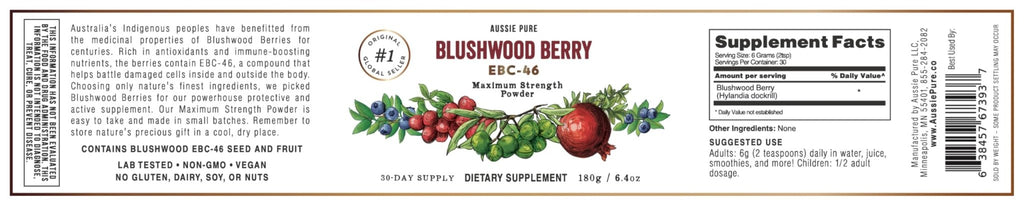 Aussie Pure Blushwood Berry Powder EBC-46 - Maximum Strength Immune and Cell Support - Contains The Fruit and Seed - 180g/6.4oz Per Container - TrustMedUSA