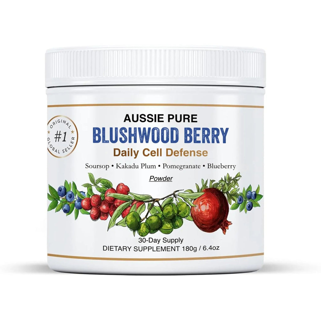 Aussie Pure Blushwood Berry Superfruit Daily Cell Defense - Soursop - Kakadu Plum - Pomegranate - Blueberry - Immune and Cell Support Powder - All Ages - Lab Tested and Authenticated - 180g/6.4oz - TrustMedUSA