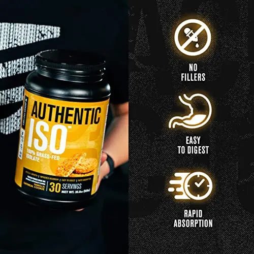 Authentic ISO Grass Fed Whey Protein Isolate Powder - Low Carb, Non-GMO Muscle - TrustMedUSA