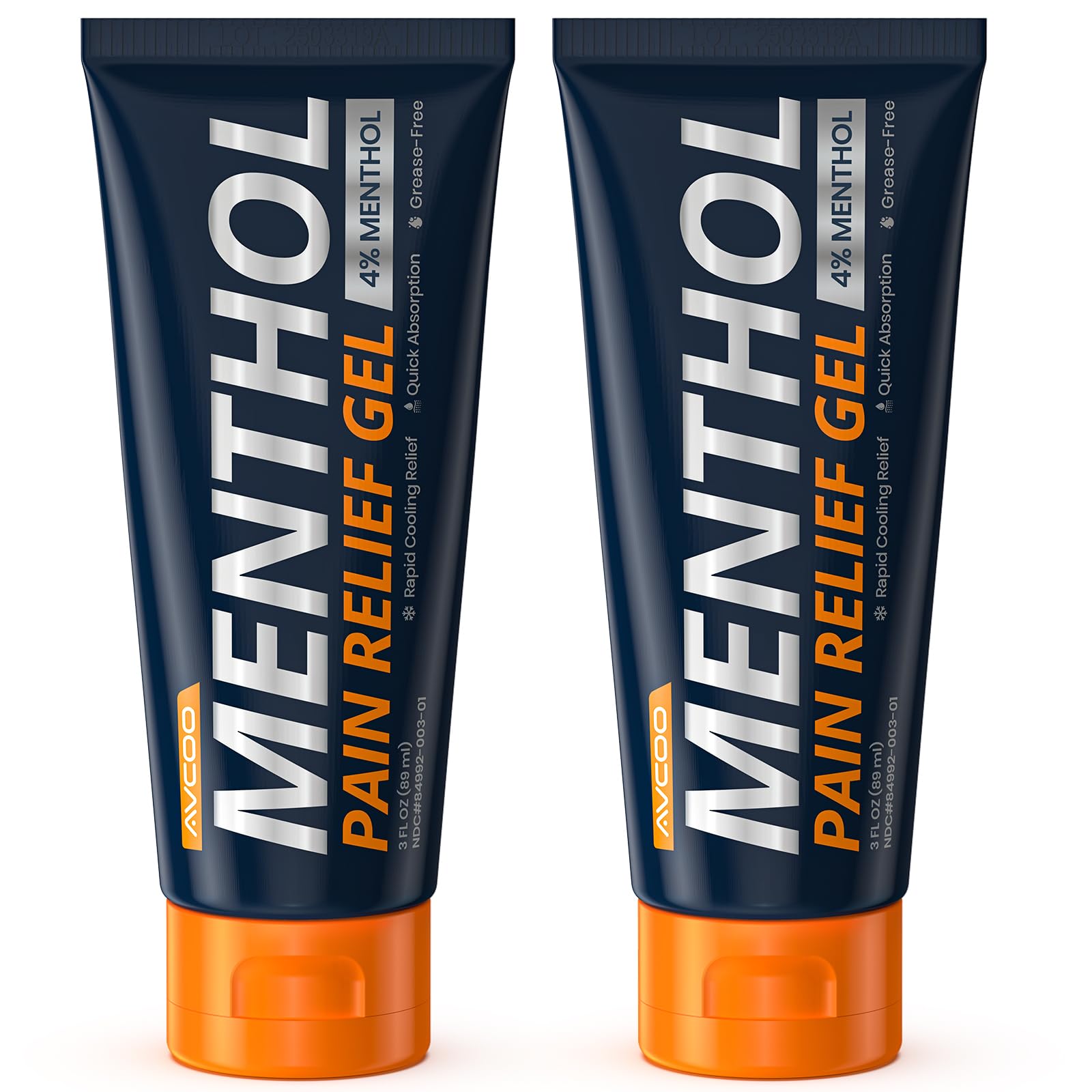 AVCOO 4% Menthol Pain Relief Gel, Cooling Sensation for Arthritis, Knees, Joint, Sore Muscle, Neck, Shoulder and Lower Back Pain Relief, Grease-Free Gel, 2 Packs (3 OZ Per Pack) - TrustMedUSA