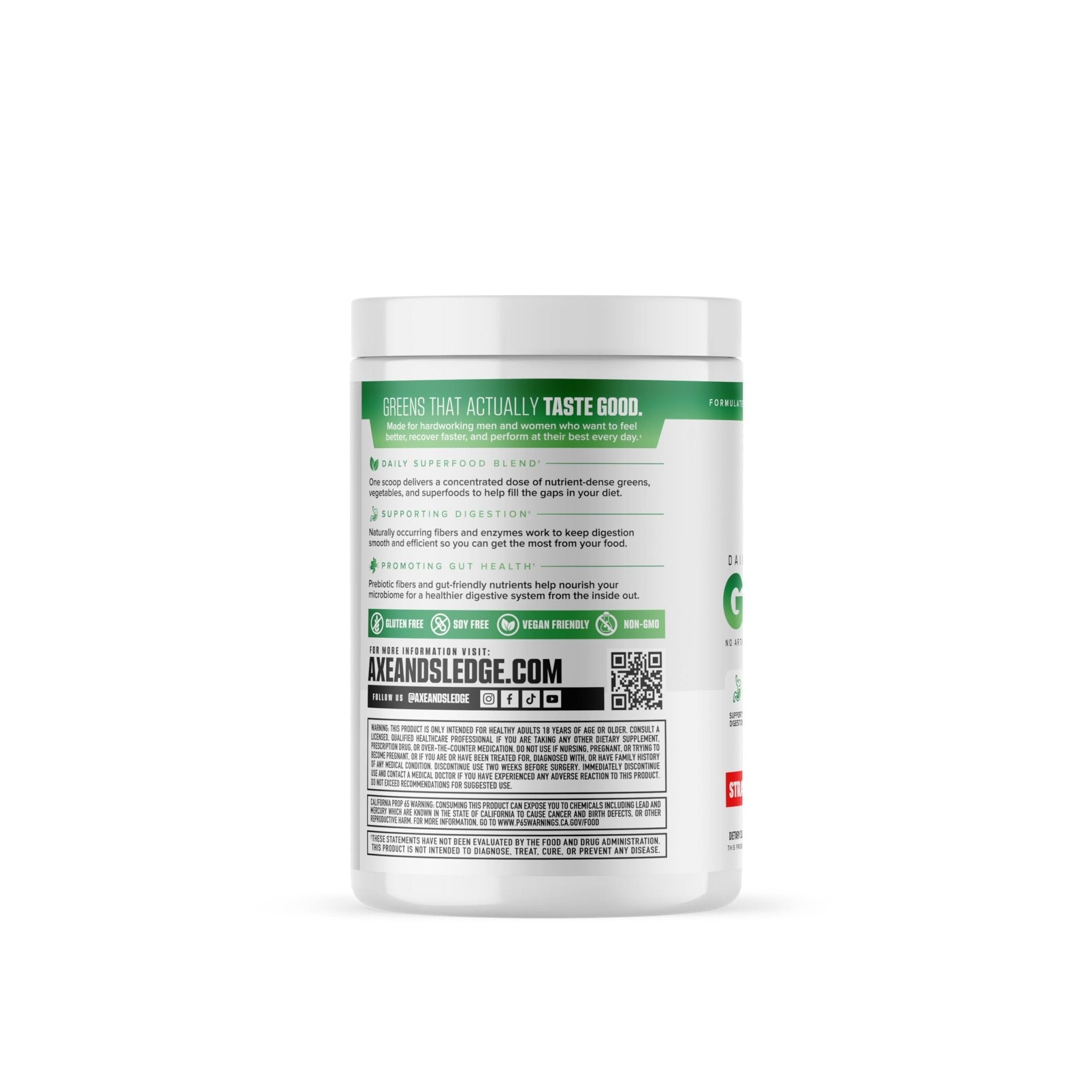 Axe & Sledge Super Greens and Reds Powder – Greens Drink with Superfoods, Probiotics & Digestive Enzymes for Energy, Gut Health & Bloating | Strawberry Banana - TrustMedUSA