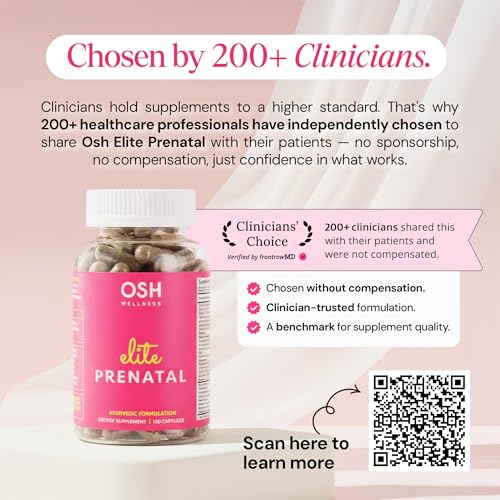 Ayurvedic Elite Prenatal Vitamins with Folate, Choline, Iron, Iodine & more | Made in USA | Optimal Bioavailability | Supports Baby's Growth and Brain Development | 30 Day Supply - OSH Wellness - TrustMedUSA