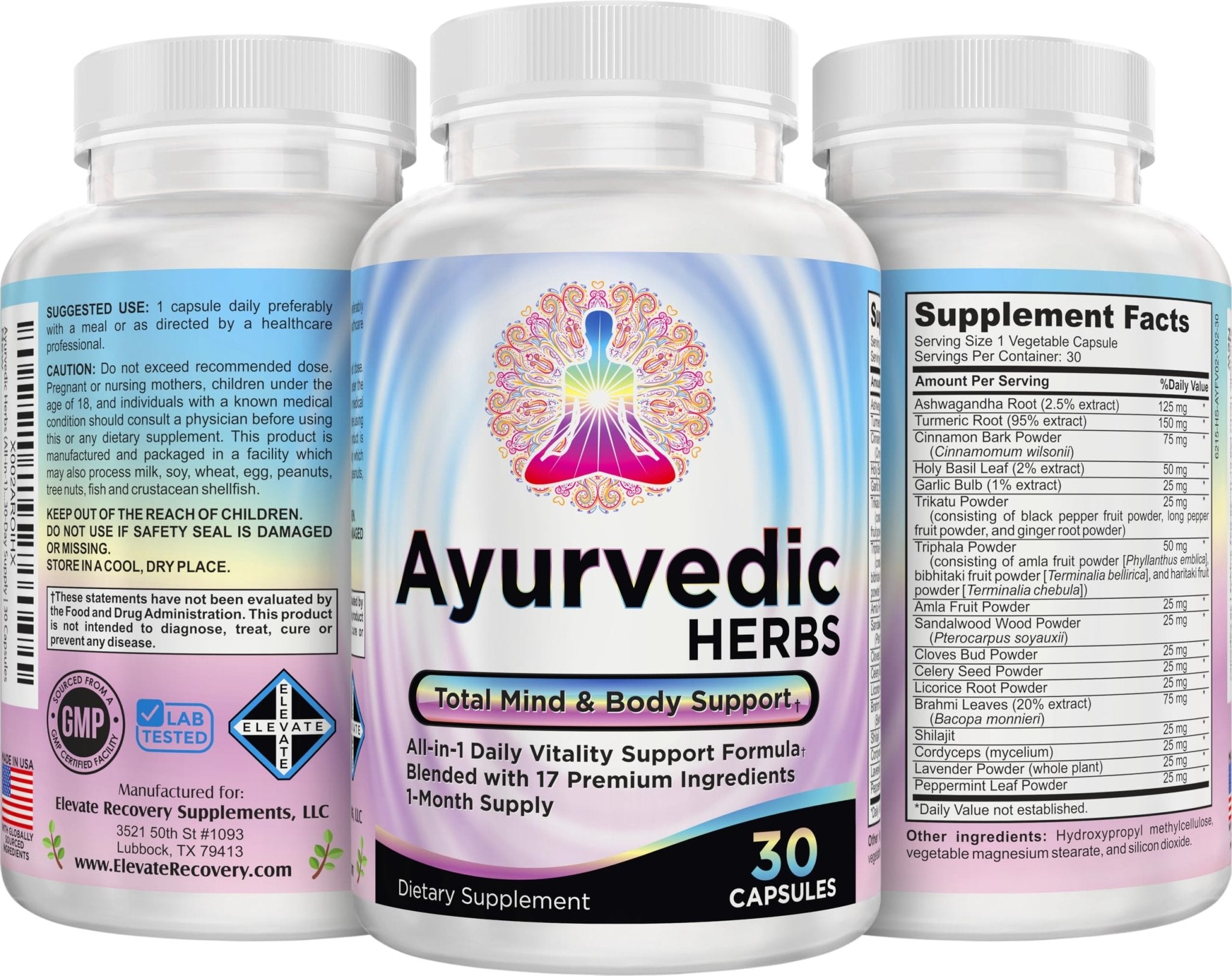 Ayurvedic Herbs 17-in-1 Supplement | Mind & Body Balance | Ayurveda Health Support Blend | Ayurvedic Supplements | 1-Month Supply | 30 Capsules - TrustMedUSA