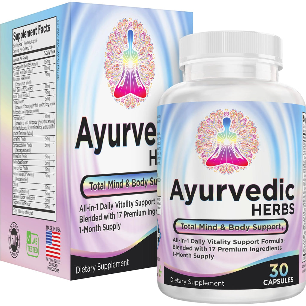 Ayurvedic Herbs 17-in-1 Supplement | Mind & Body Balance | Ayurveda Health Support Blend | Ayurvedic Supplements | 1-Month Supply | 30 Capsules - TrustMedUSA