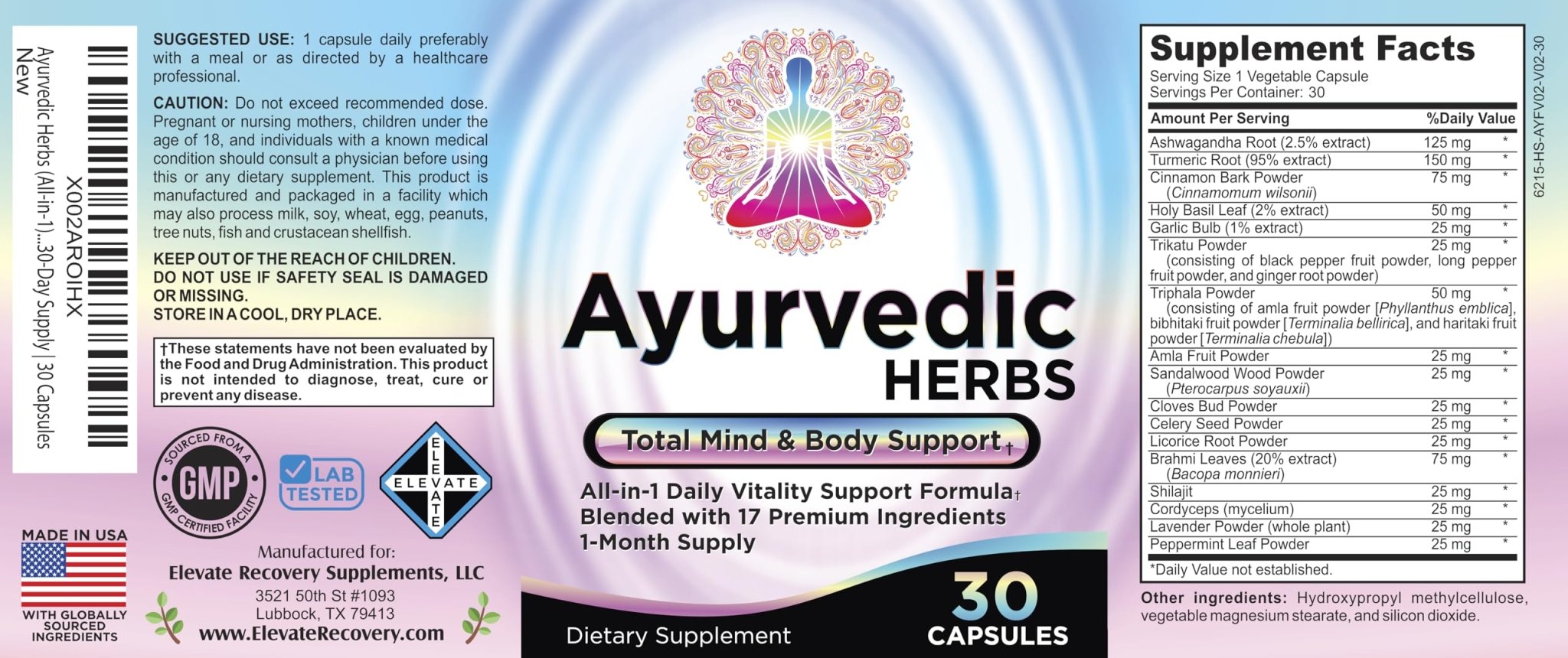 Ayurvedic Herbs 17-in-1 Supplement | Mind & Body Balance | Ayurveda Health Support Blend | Ayurvedic Supplements | 1-Month Supply | 30 Capsules - TrustMedUSA