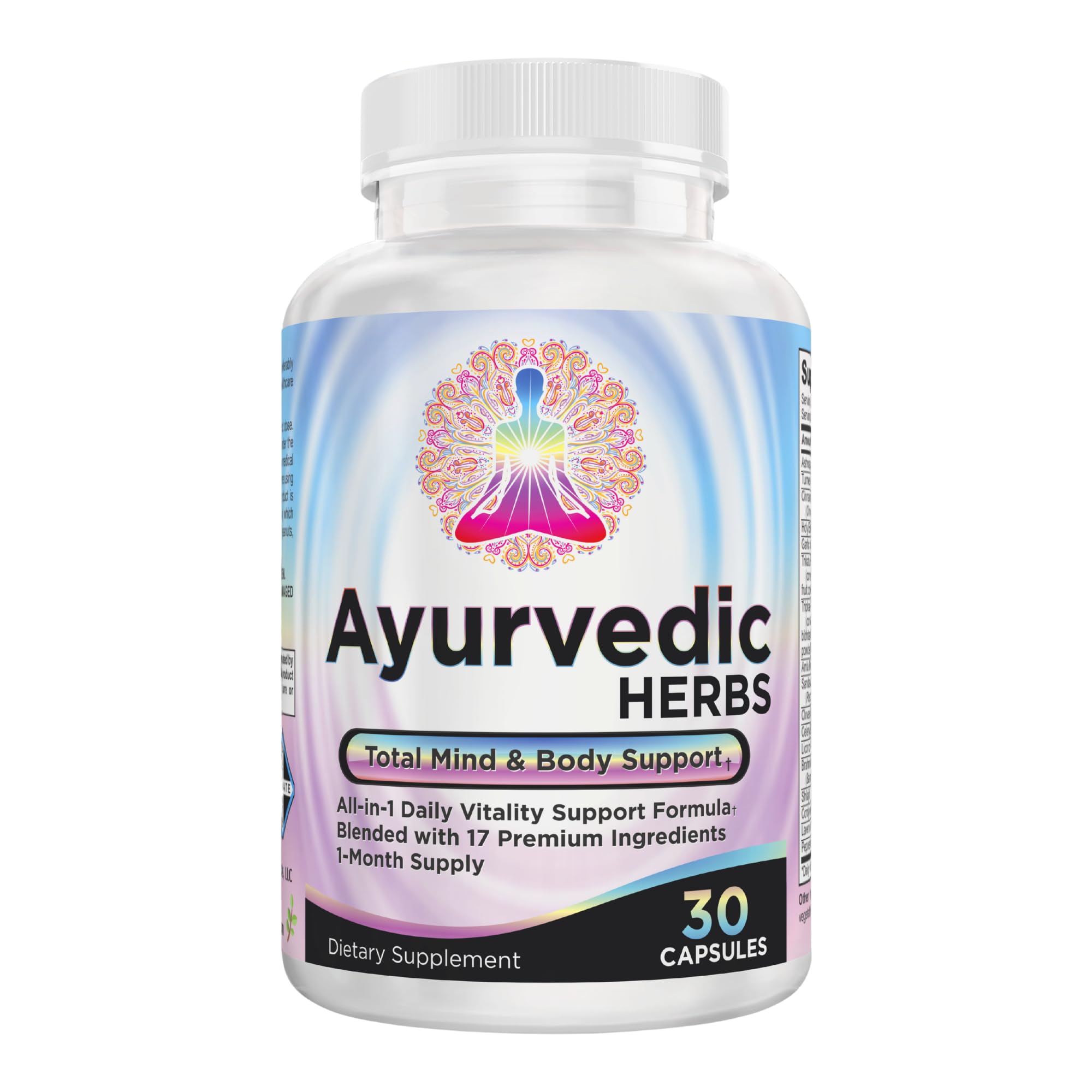 Ayurvedic Herbs 17-in-1 Supplement | Mind & Body Balance | Ayurveda Health Support Blend | Ayurvedic Supplements | 1-Month Supply | 30 Capsules - TrustMedUSA