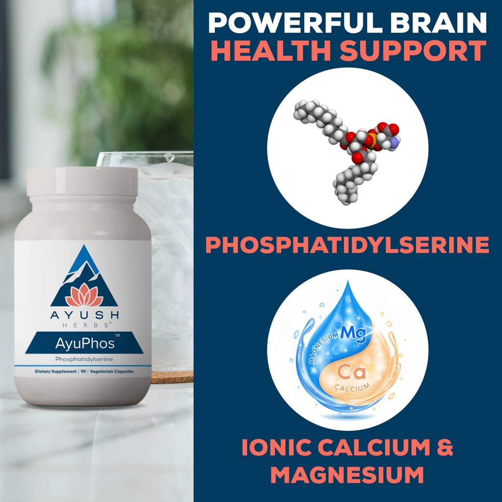 Ayush Herbs AyuPhos - Phosphatidylserine Supplement for Men & Women, Soy-Free Phosphatidyl Serine, Brain, Memory, & Cognitive Support for Adults, 200mg Per Pill - 45 Servings - TrustMedUSA
