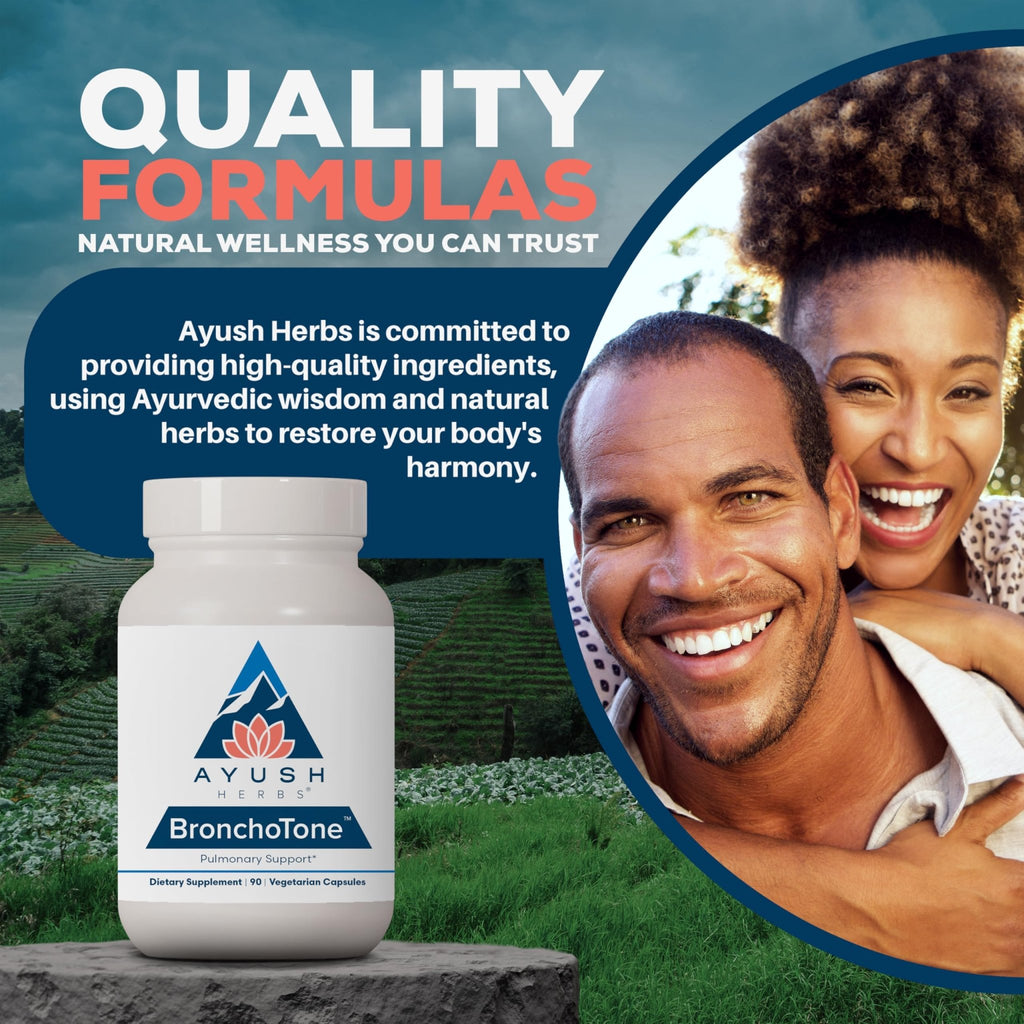 Ayush Herbs Bronchotone - Bronchial Support, Respiratory and Immune-Support Support Supplement for Women & Men, Adults, Pulmonary Care Supplement - 90 Vegetarian Capsules (1 Count) - TrustMedUSA