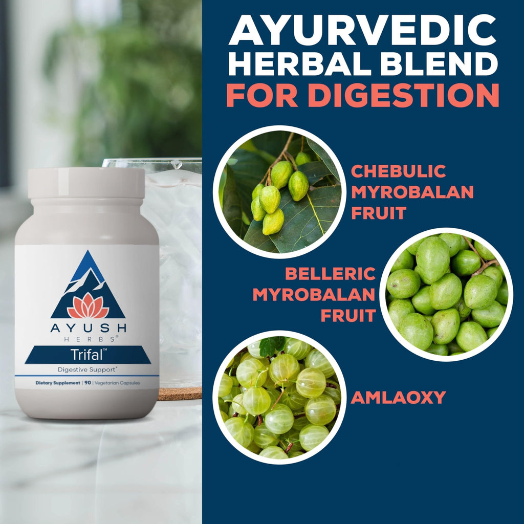 Ayush Herbs Trifal Digestive Support with Amla - Triphala Supplement for Women & Men, Promotes Balanced Digestion, Antioxidant Rich, Made with Organic Ingredients - 90 Vegetarian Capsules (1 Count) - TrustMedUSA
