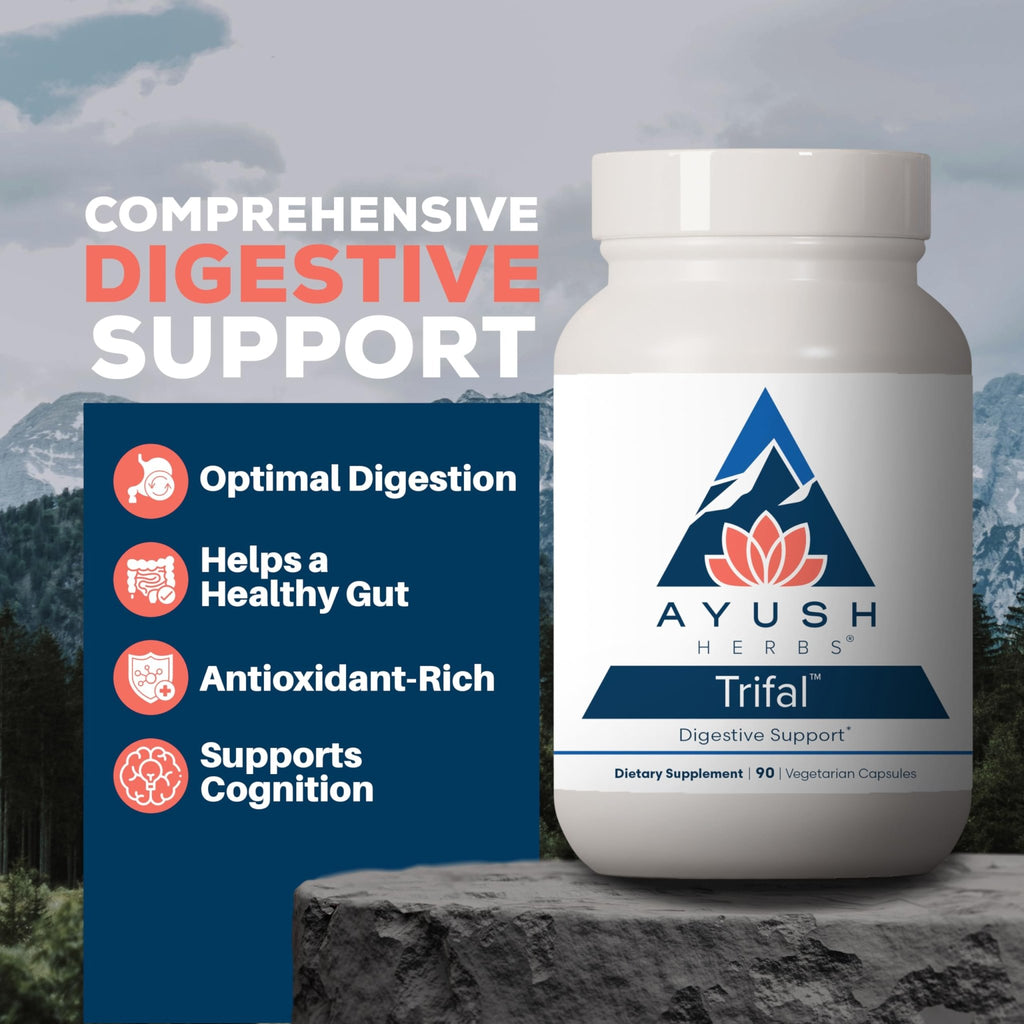 Ayush Herbs Trifal Digestive Support with Amla - Triphala Supplement for Women & Men, Promotes Balanced Digestion, Antioxidant Rich, Made with Organic Ingredients - 90 Vegetarian Capsules (1 Count) - TrustMedUSA