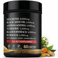 AZ ApexZone True Sea Moss Capsules Black Seed Oil Ashwagandha Burdock Root, Tumeric Supplement with Manuka Honey, Dandelion Root ACV - 60 Capsules - Multi Vitamin - TrustMedUSA