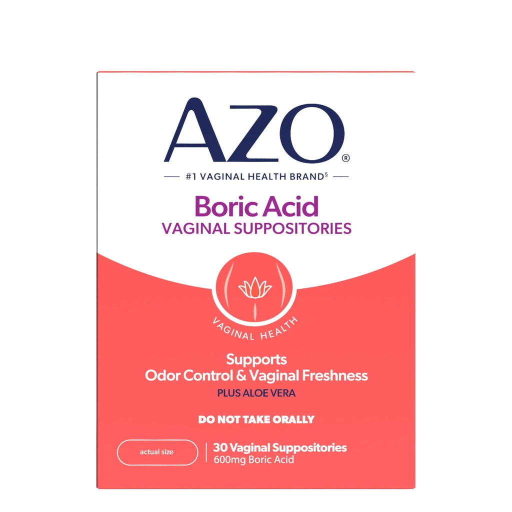 AZO® Boric Acid Vaginal Suppositories for Women, Helps Support Odor Control with Clinically Studied Boric Acid, Non-GMO, 30 Count - TrustMedUSA