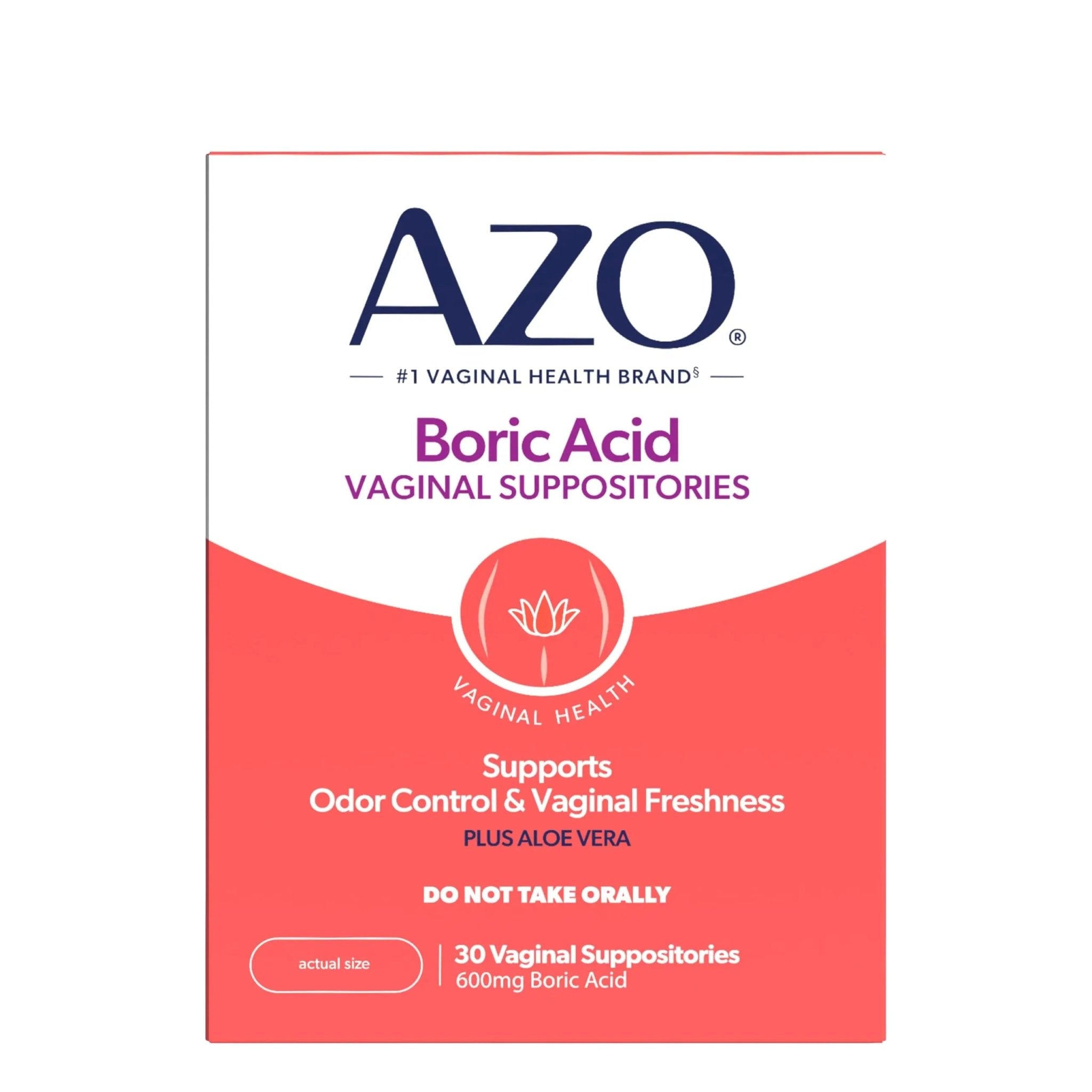 AZO® Boric Acid Vaginal Suppositories for Women, Helps Support Odor Control with Clinically Studied Boric Acid, Non-GMO, 30 Count - TrustMedUSA