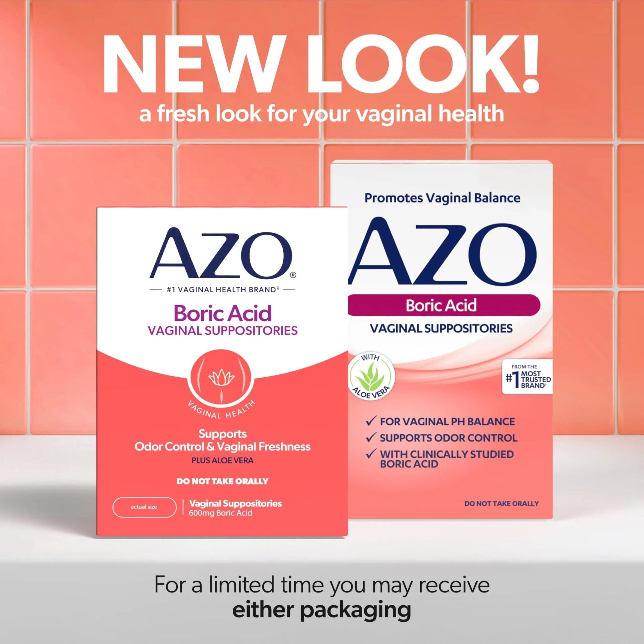 AZO® Boric Acid Vaginal Suppositories for Women, Helps Support Odor Control with Clinically Studied Boric Acid, Non-GMO, 30 Count - TrustMedUSA