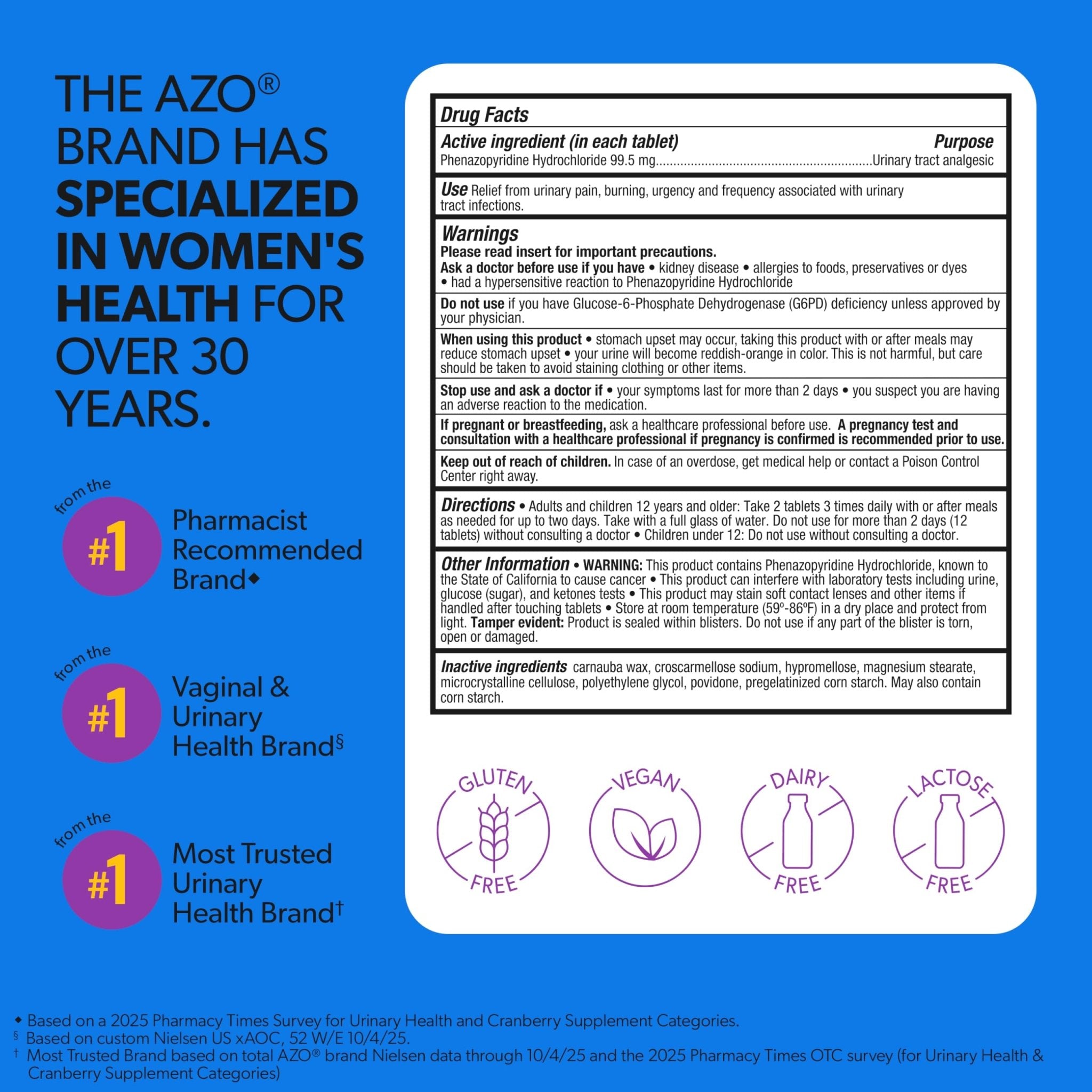 Azo Urinary Pain Relief Maximum Strength, Fast Relief Of Uti Pain, Burning & Urgency, Targets Source Of Pain, 1 Most Trusted Brand, 24 Tablets - Maple Wellness Supplements