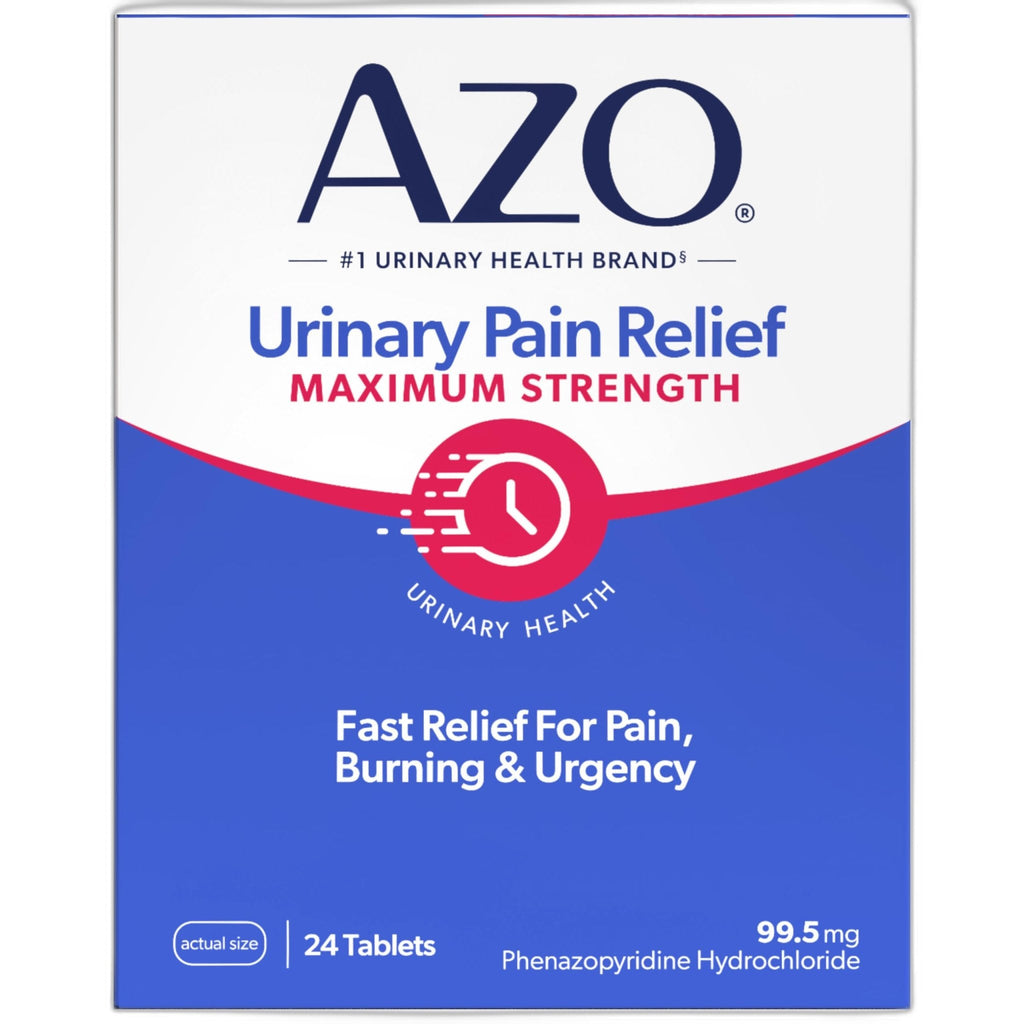 Azo Urinary Pain Relief Maximum Strength, Fast Relief Of Uti Pain, Burning & Urgency, Targets Source Of Pain, 1 Most Trusted Brand, 24 Tablets - Maple Wellness Supplements