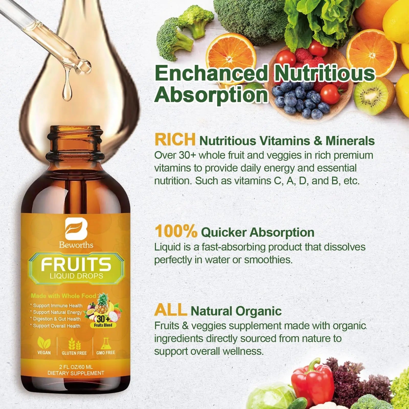 B BEWORTHS Fruits and Veggies Supplement - Balance of Natural Fruit and Vegetable - TrustMedUSA