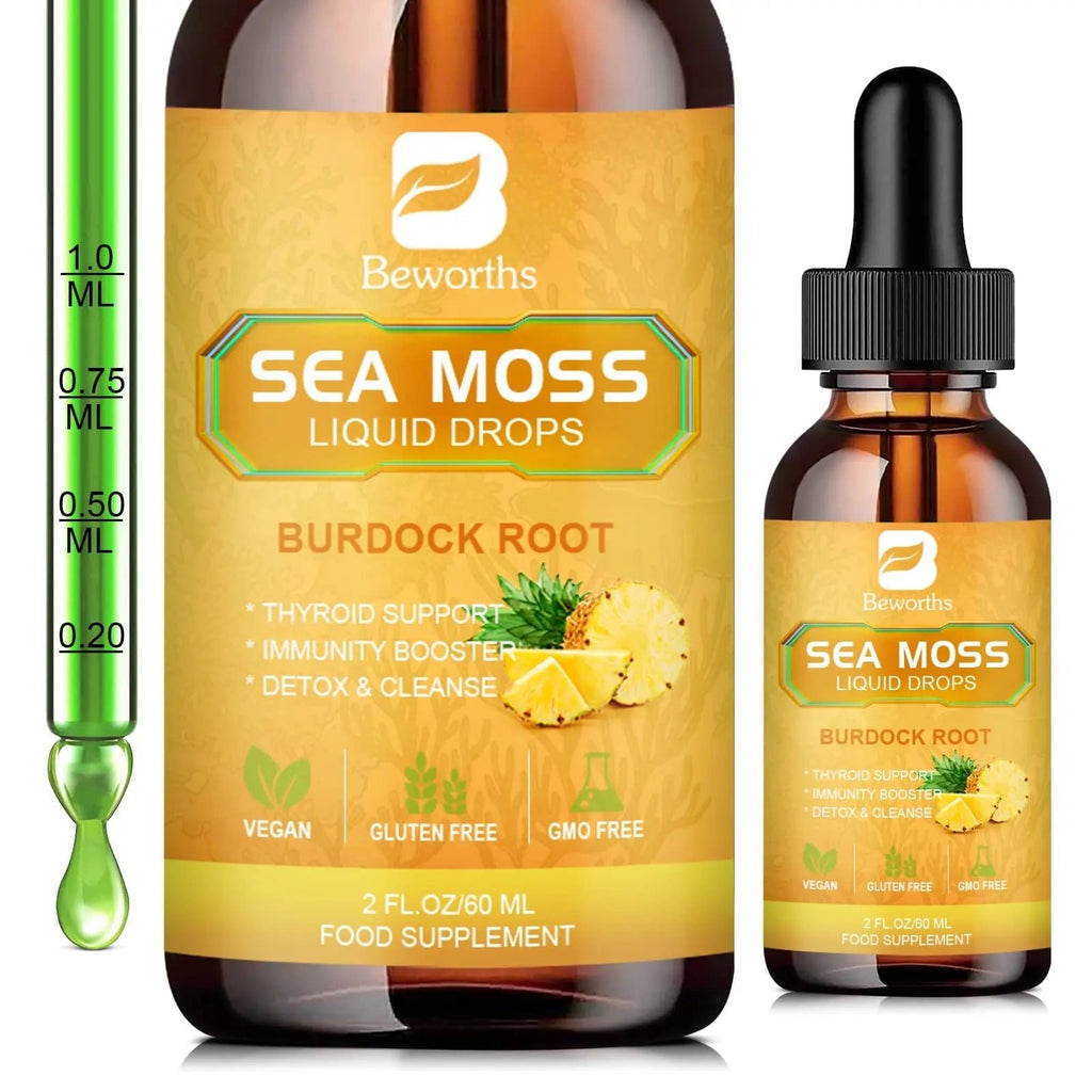 B BEWORTHS Sea Moss Liquid Drops - Organic Irish Sea Moss Gel with Burdock Root - TrustMedUSA