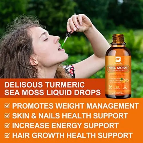 B BEWORTHS Sea Moss Liquid Drops - Organic Irish Sea Moss Raw Gel with Burdock Root - TrustMedUSA
