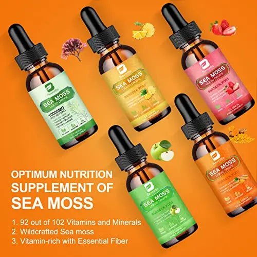 B BEWORTHS Sea Moss Liquid Drops - Organic Irish Sea Moss Raw Gel with Burdock Root - TrustMedUSA