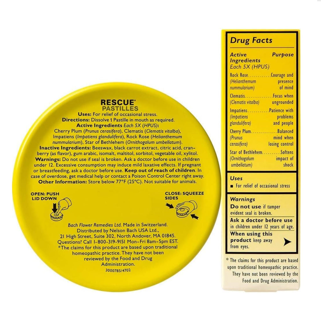 Bach RESCUE PASTILLES, Cranberry Flavor, 35 Count, and Bach 20mL Dropper, Natural Stress Relief, Homeopathic Flower Remedy, Vegetarian, Gluten and Sugar-Free, 35 Count - Maple Wellness Supplements