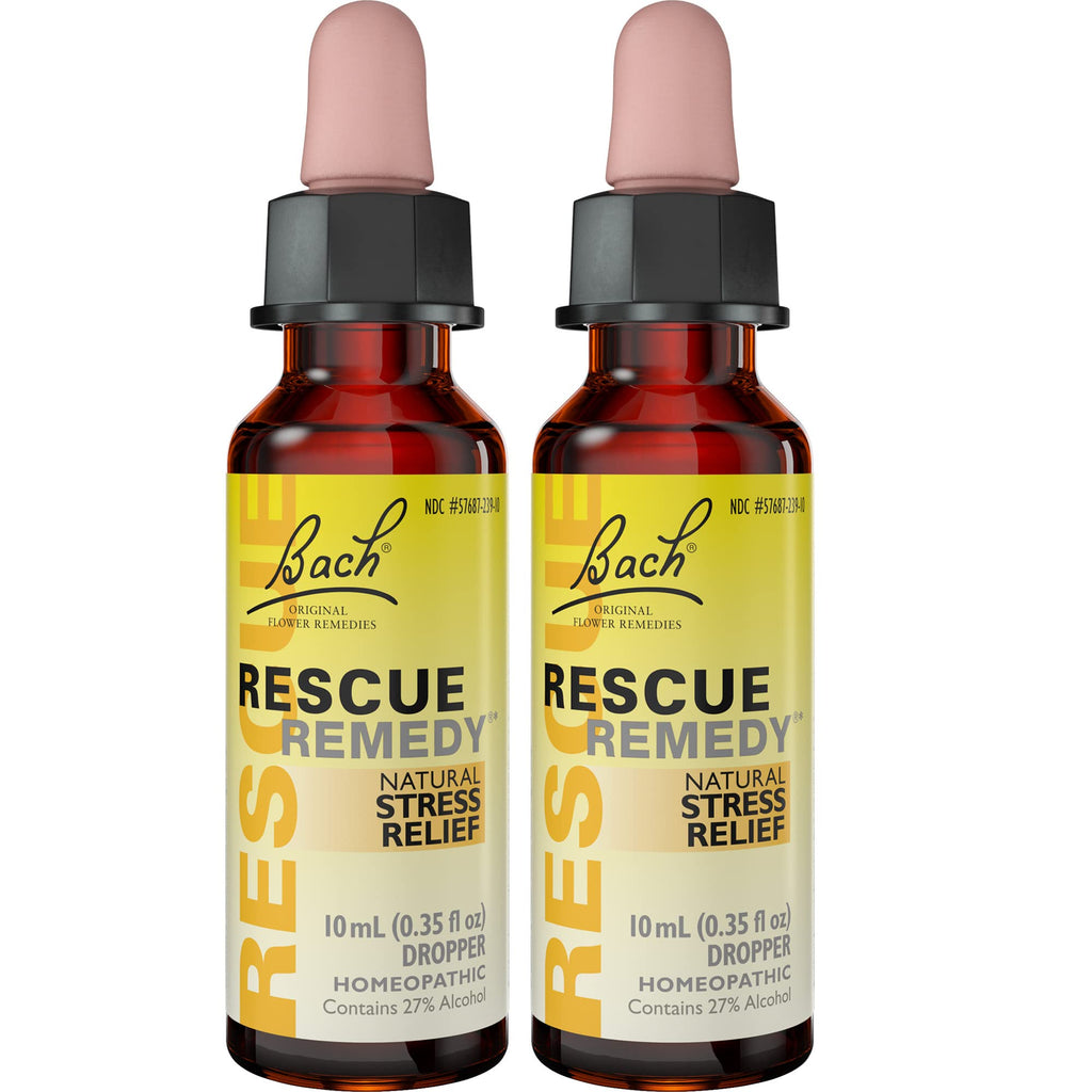 Bach Rescue Remedy Dropper, Natural Stress Relief, Homeopathic Flower Essence, Vegan, Gluten & Sugar-Free, Non-Habit Forming, 2 Pack, 10mL Ea Visit The Rescue Store - Maple Wellness Supplements