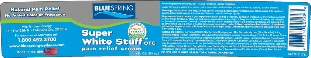 Back Pain Relief Cream with Emu Oil - Super White Stuff Natural Pain Reliever -Topical Cream for Muscle and Joint Pain Relief - Experience Sore Muscle Relief in 5 Minutes - 4 oz - TrustMedUSA