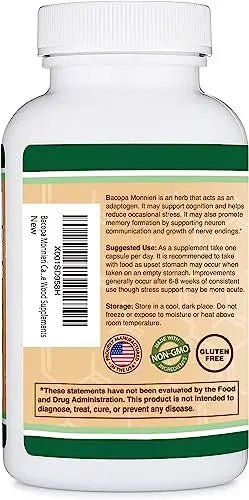 Bacopa Monnieri Capsules 20% Bacosides 450mg, 90 Count (Manufactured in USA - TrustMedUSA