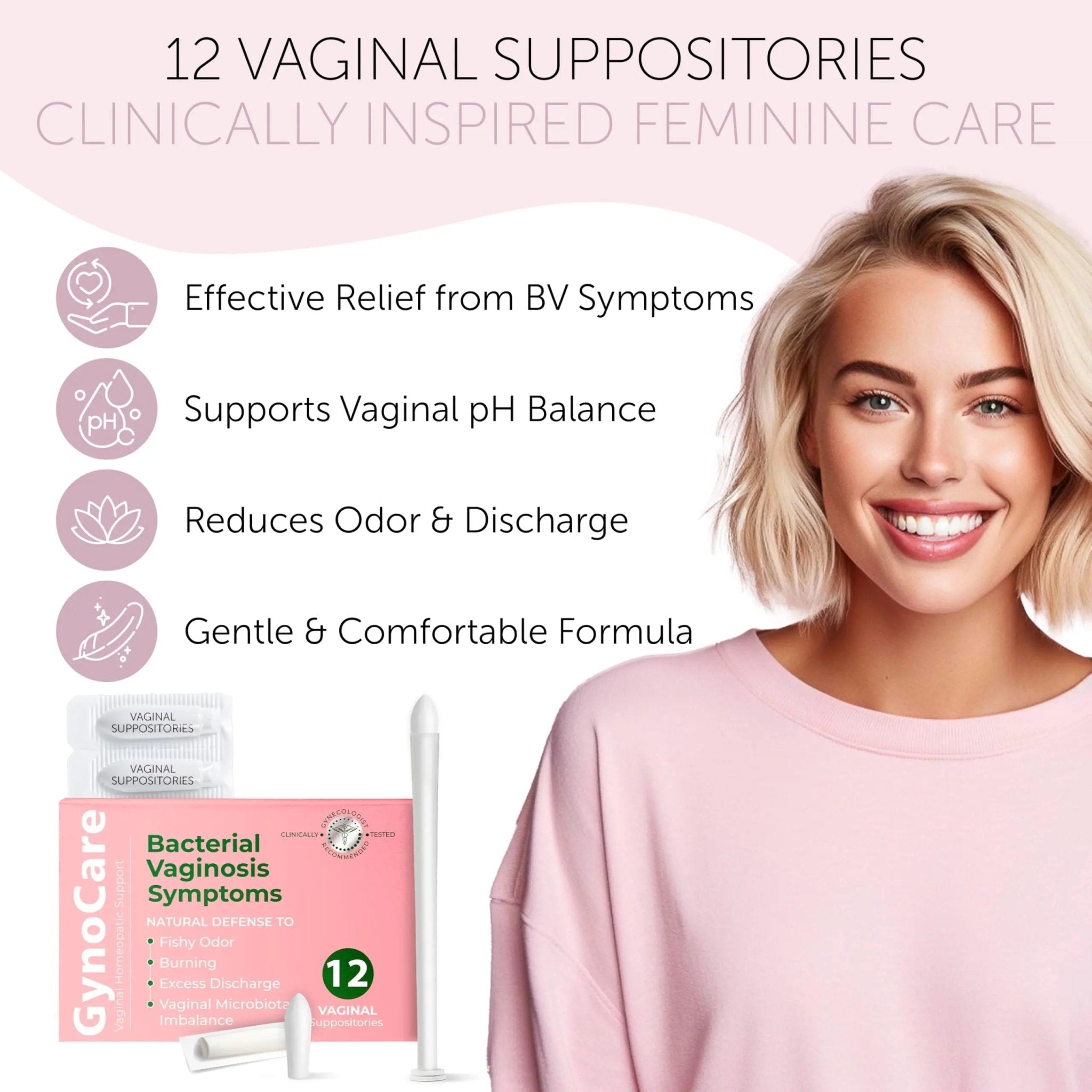 Bacterial Vaginosis Treatment | BV Treatment For Women | Boric Acid Suppositories For Women | Natural Homeopathic for Odor, Itching, Discharge, BV, and Vaginal Microbiota Imbalance | 12 Suppositories - TrustMedUSA
