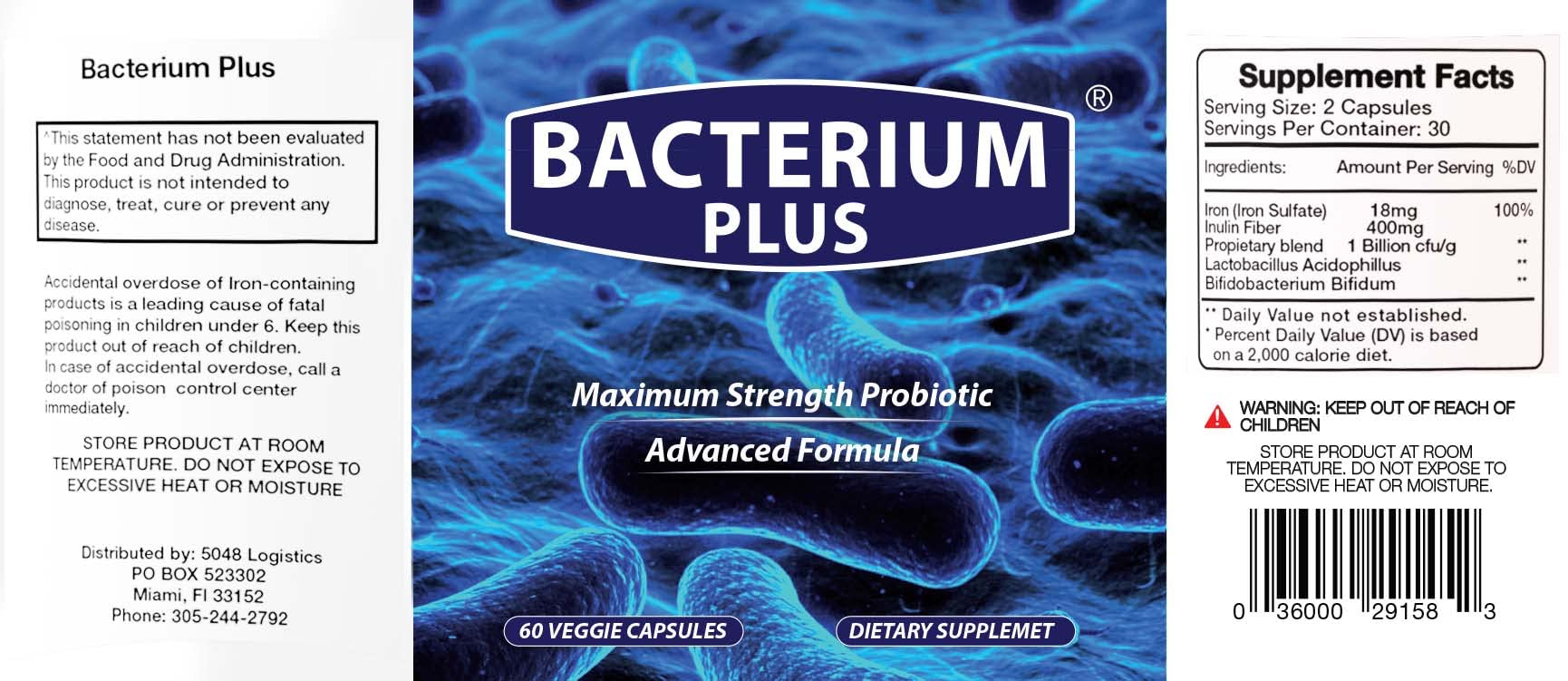 Bacterium Plus - Maximum Strength Probiotics - Probiotic Blend to Improve Instestinal Health, 100% Natural Digestive Supplement - 60 Capsules - TrustMedUSA
