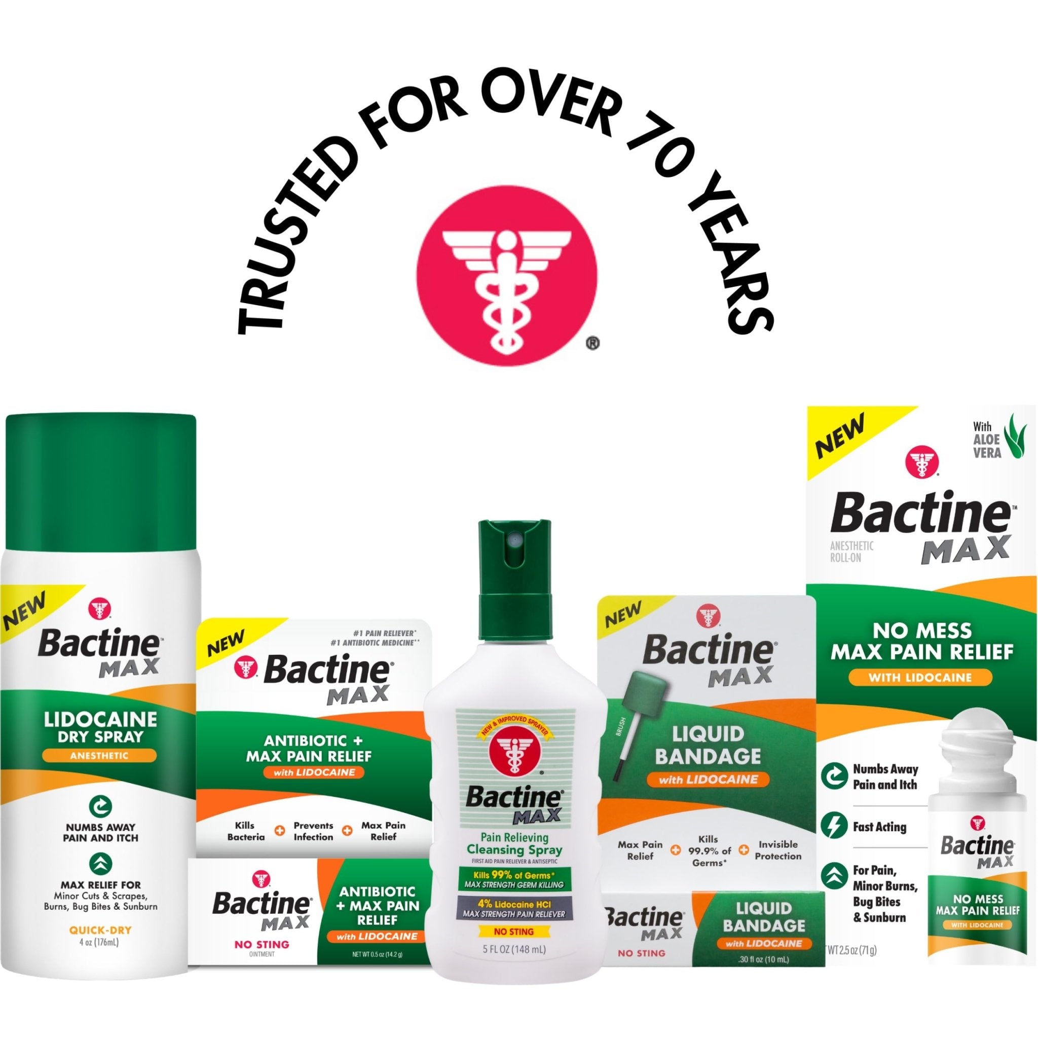 Bactine Max Pain Relieving Antiseptic Spray with Lidocaine, First Aid Pain + Itch Relief, No-Sting, Kills 99% of Germs*, 5oz - Maple Wellness Supplements