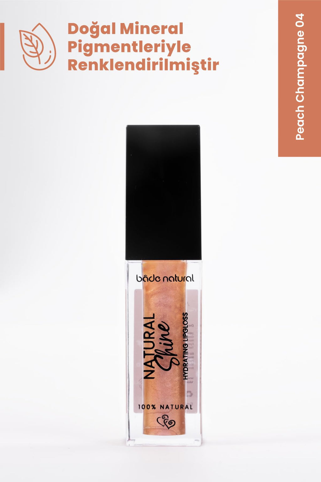 Bade Natural Moisturizing Lip Gloss Peach Champagne 04 – Soft Shine Finish, Smooth Non-Sticky Formula - TrustMedUSA