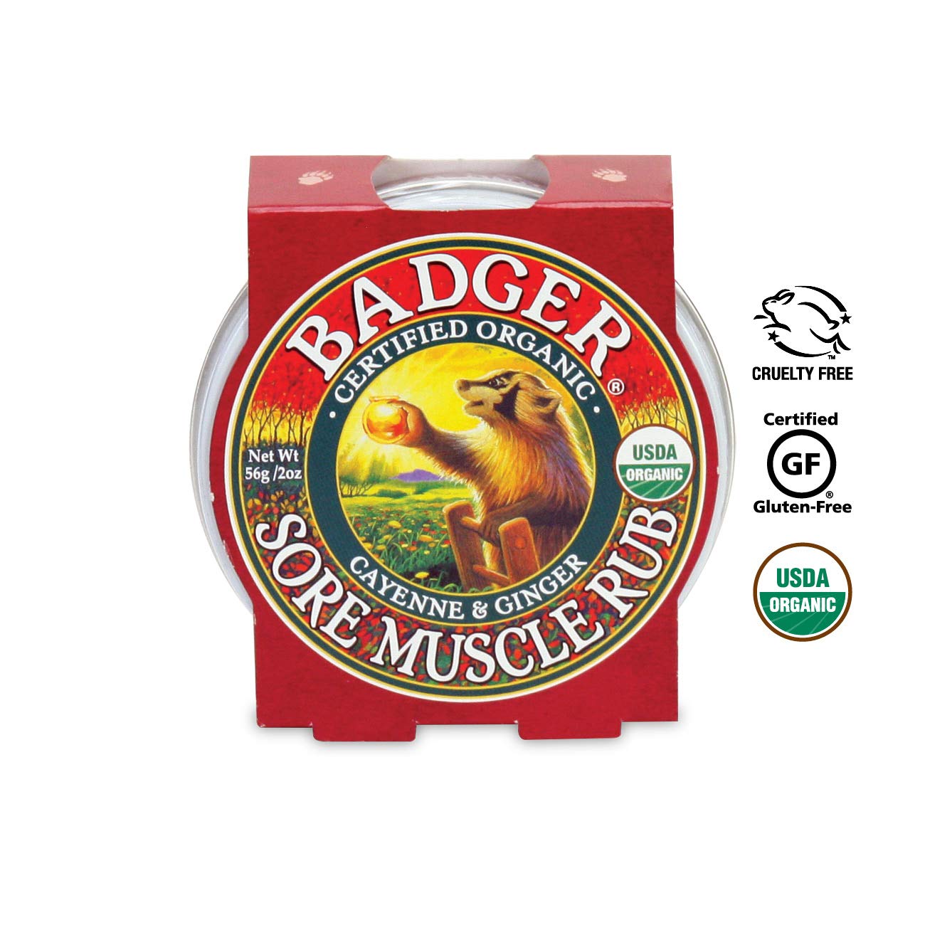Badger Sore Muscle Rub Tin, Cayenne & Ginger, 2 oz (1 Pack) - TrustMedUSA