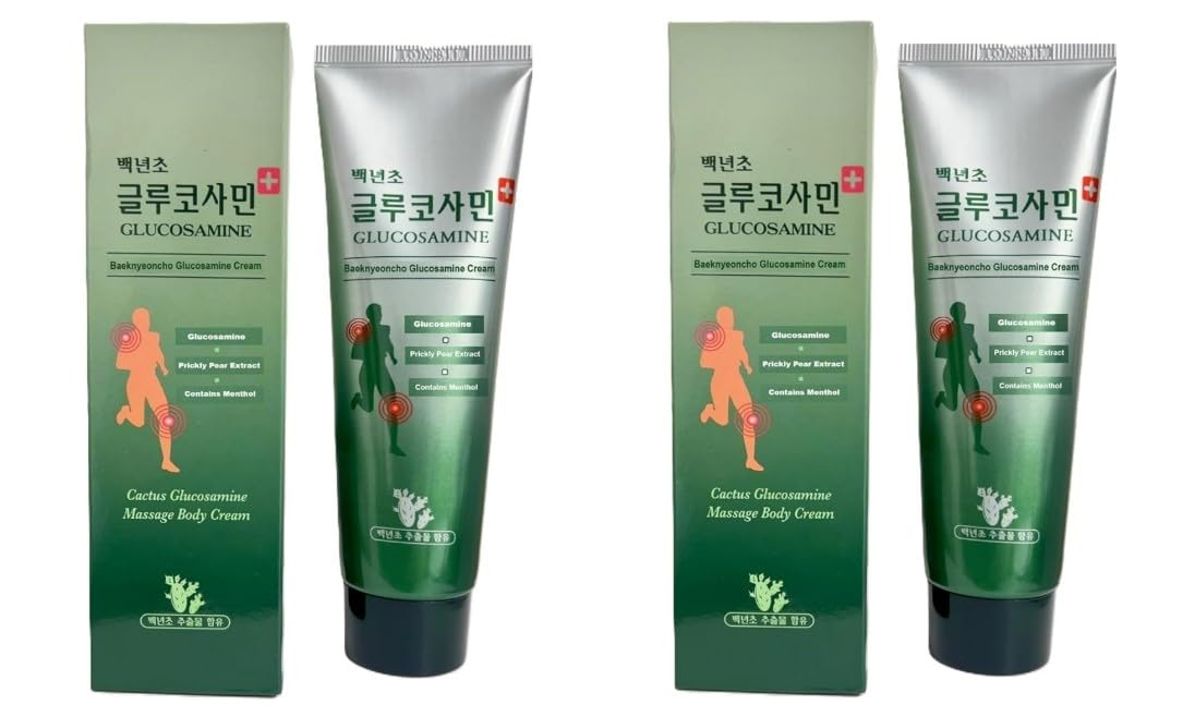 Baeknyencho Glucosamine Body Massage Cream 150ml x 2 EA. Fragrance-Free & Paraben Free. Natural Gel for Massage Therapy - TrustMedUSA