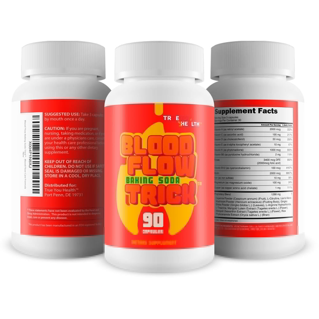 Baking Soda Trick for Men - Our Best Blood Flow Pills - Male Circulation Supplement for Advanced Blood Flow Care - Natural Circulation Supplements - Blood Circulation Supplements for Men - TrustMedUSA