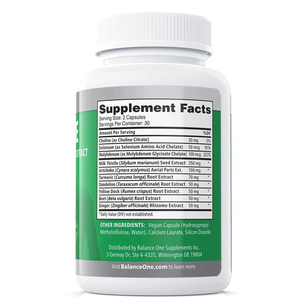 Balance ONE Liver Support Supplement with Milk Thistle, Molybdenum, Dandelion Root & Choline – Liver Health, Detox Pathway & Antioxidant Support – Vegan Capsules, 1 Month Supply – Liver One - Maple Wellness Supplements