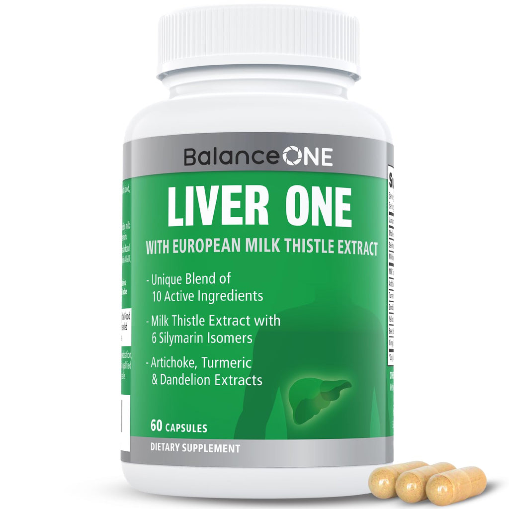 Balance ONE Liver Support Supplement with Milk Thistle, Molybdenum, Dandelion Root & Choline – Liver Health, Detox Pathway & Antioxidant Support – Vegan Capsules, 1 Month Supply – Liver One - Maple Wellness Supplements