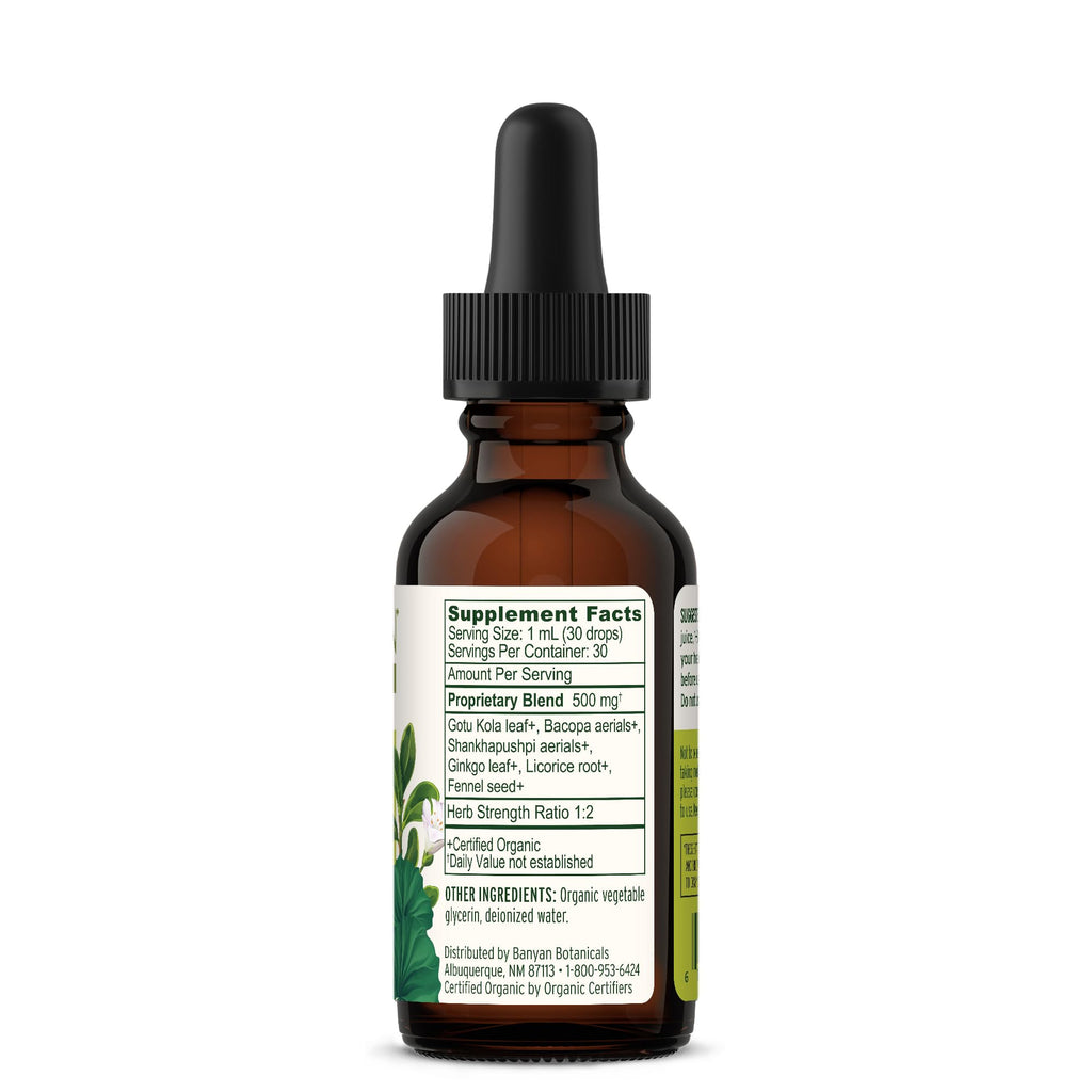 Banyan Botanicals Focus Liquid Extract – Organic Focus Supplement – Liquid Extract in Non-Alcoholic Glycerin – Nootropic Herbs for Fast-Acting Support* – 1 oz. – Non-GMO Sustainably Sourced Vegan - TrustMedUSA