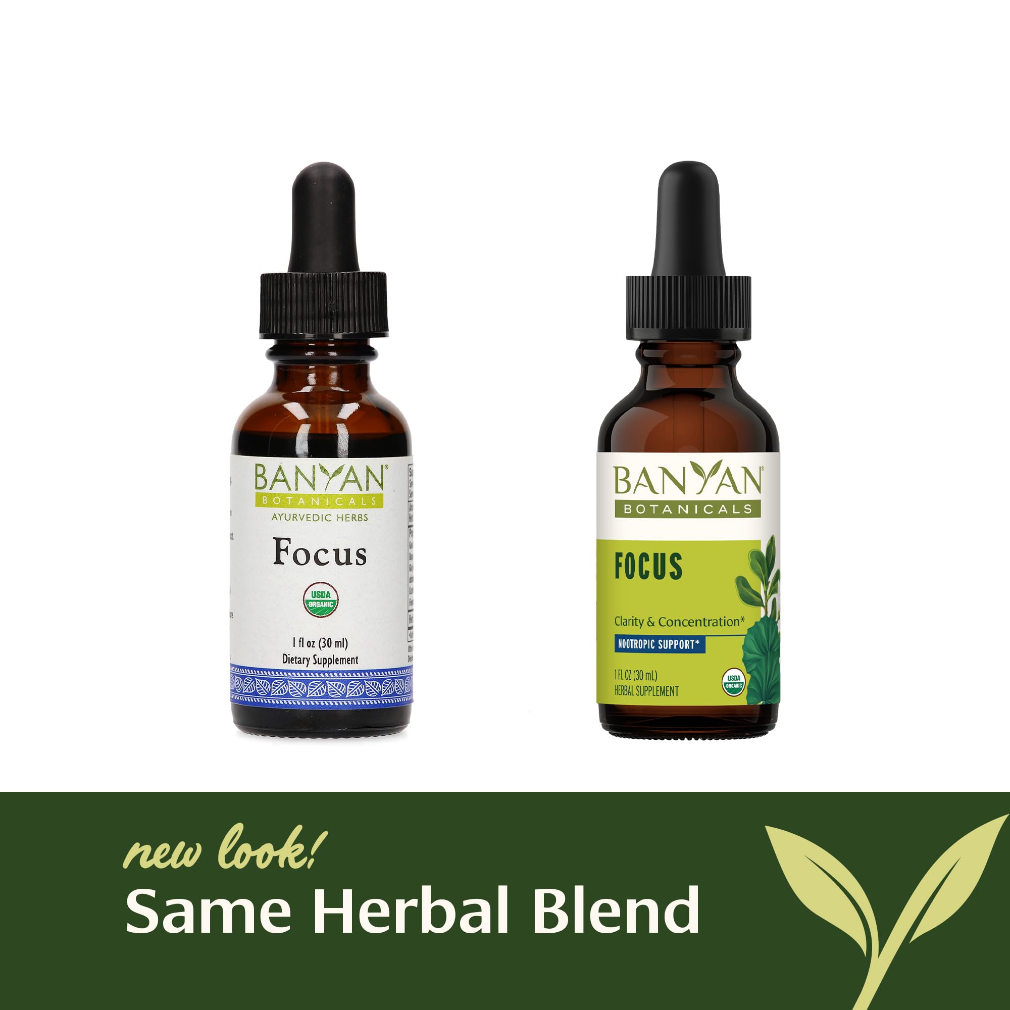 Banyan Botanicals Focus Liquid Extract – Organic Focus Supplement – Liquid Extract in Non-Alcoholic Glycerin – Nootropic Herbs for Fast-Acting Support* – 1 oz. – Non-GMO Sustainably Sourced Vegan - TrustMedUSA