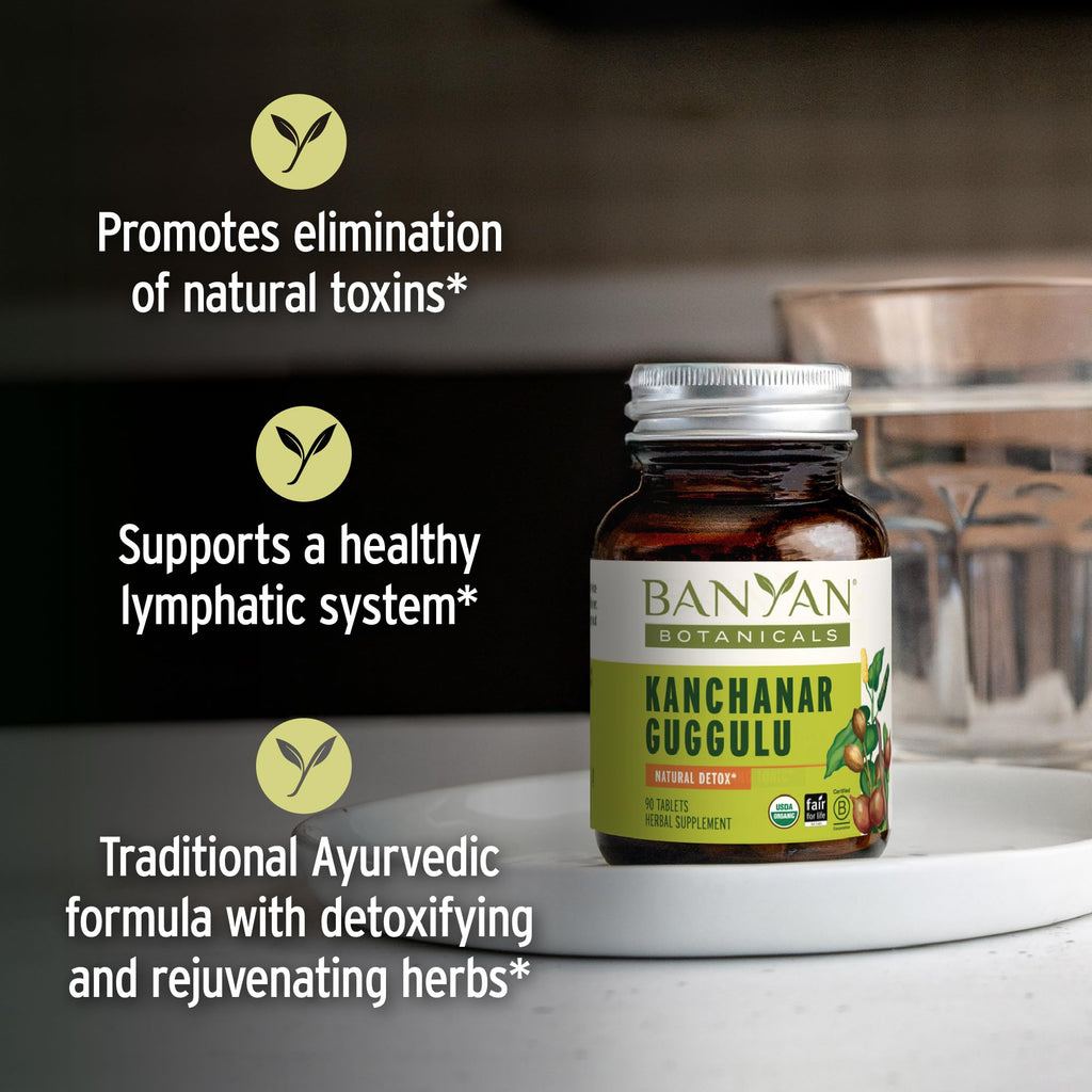 Banyan Botanicals Kanchanar Guggulu Tablets – Organic Lymph Supplement with Guggulu Resin – Promotes the Healthy Elimination of Natural Toxins* – 90 Tablets – Non-GMO Sustainably Sourced Vegan - TrustMedUSA