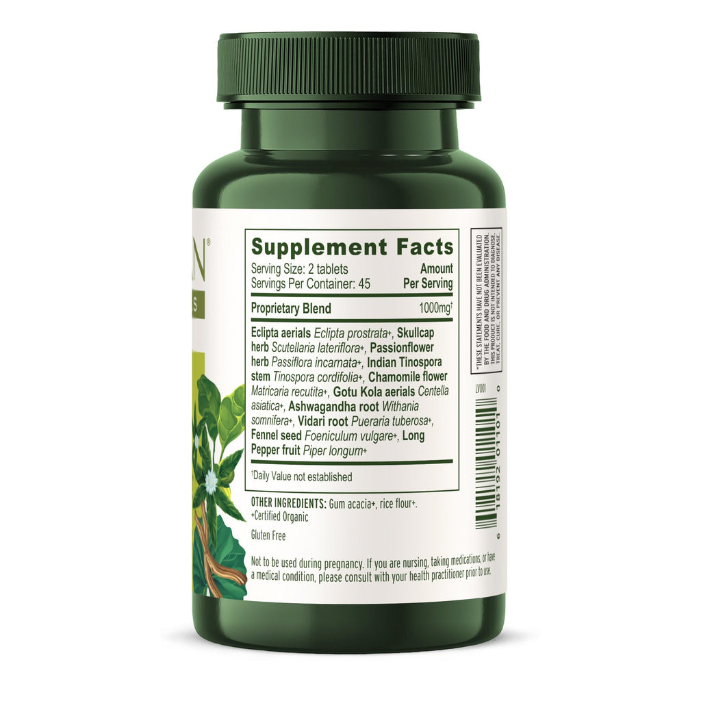 Banyan Botanicals Organic Tranquil Mind – Nervous System Support & Physical Relaxation Supplement – with Skullcap, Passionflower & Gotu Kola – Non-Drowsy Systemic Grounding – 90 Tablets – USDA Organic - TrustMedUSA